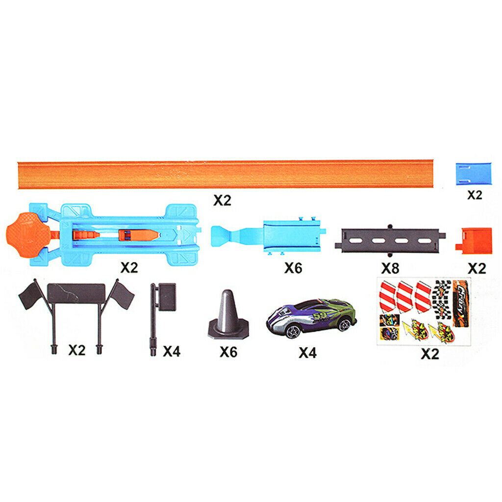 Stunt Car Racing Track DIY Assembled Rail Kits Educational Family 40pcs A