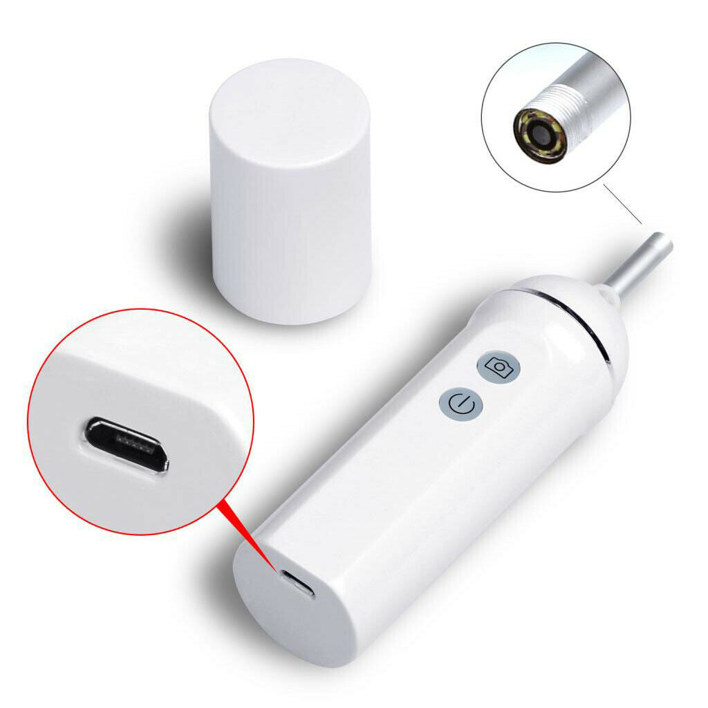 WiFi Wireless Visual Earpick HD Earwax Clean Tool Cleaning Scoop 5.3mm White
