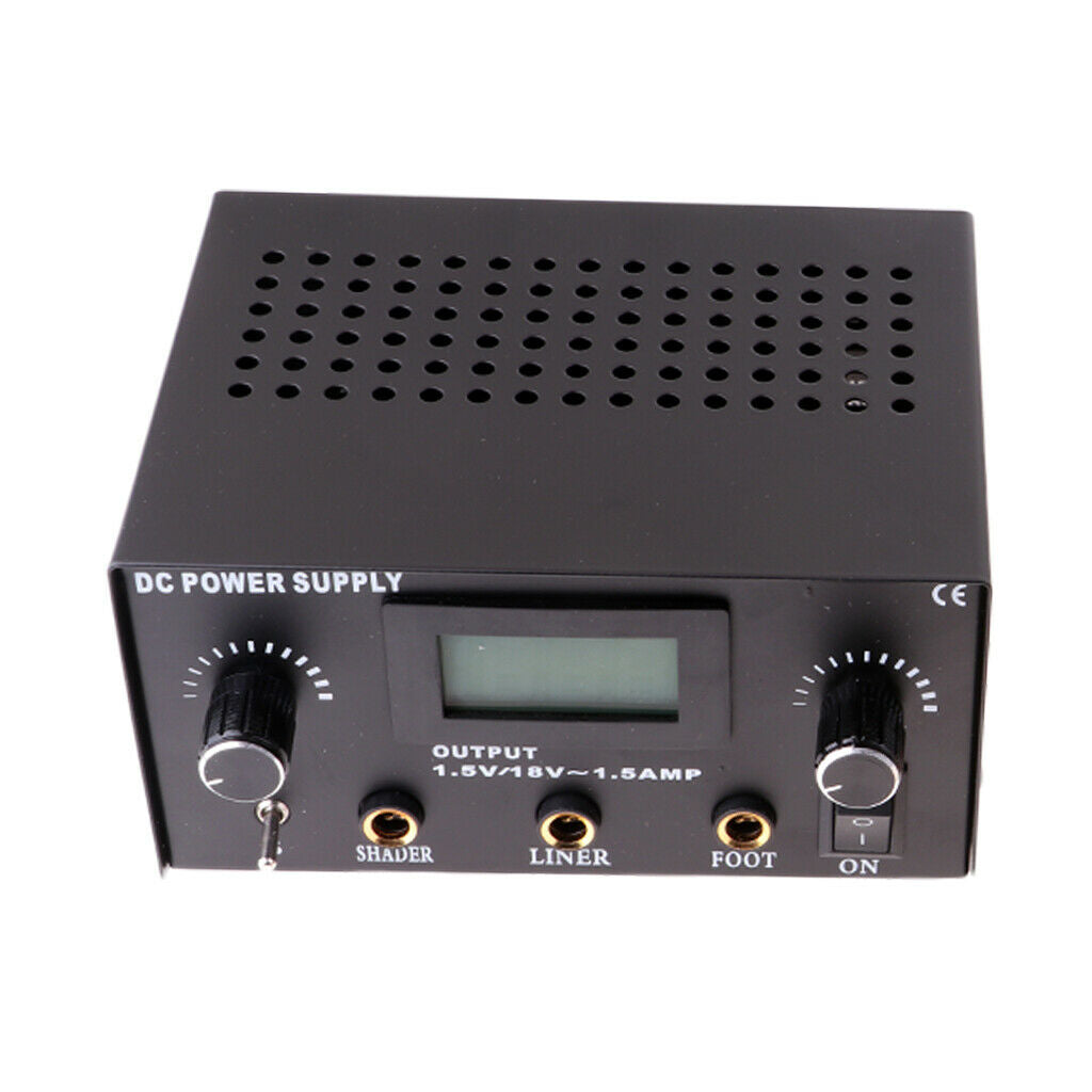 Tattoo Power Supply Digital LCD Dual Machine Foot Pedal Switch 2x Clip Cords
