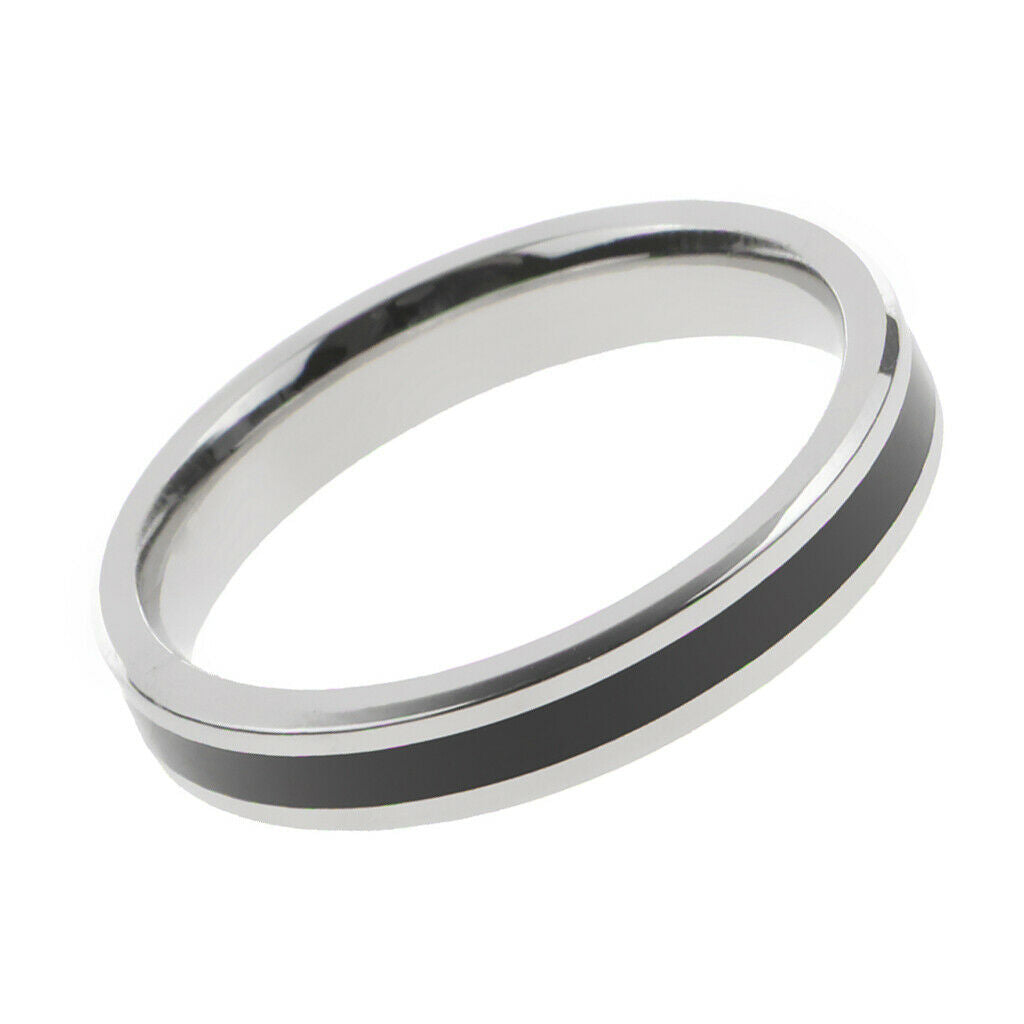 Fashion Titanium Stainless Steel Band Ring Jewelry for Women Black Size 7