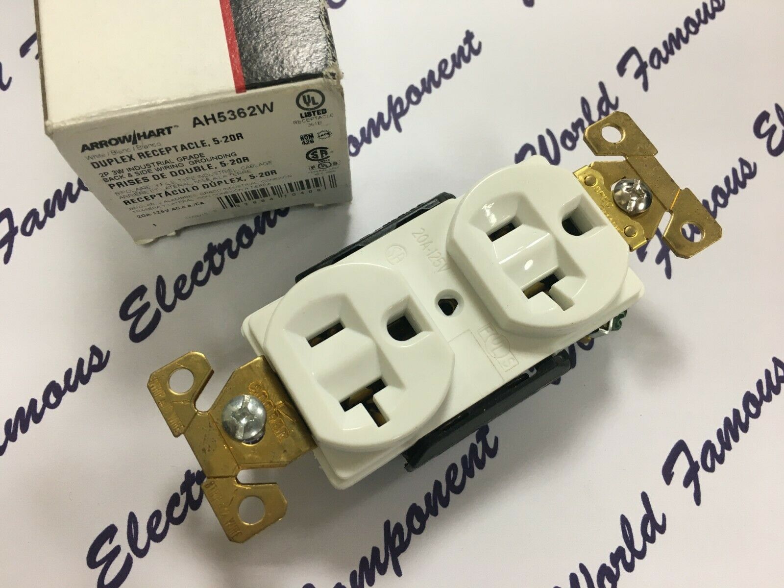 1pcs - COOPER AH5362W 20A 125V Premium Industrial Grade Duplex Receptacle 5-20R