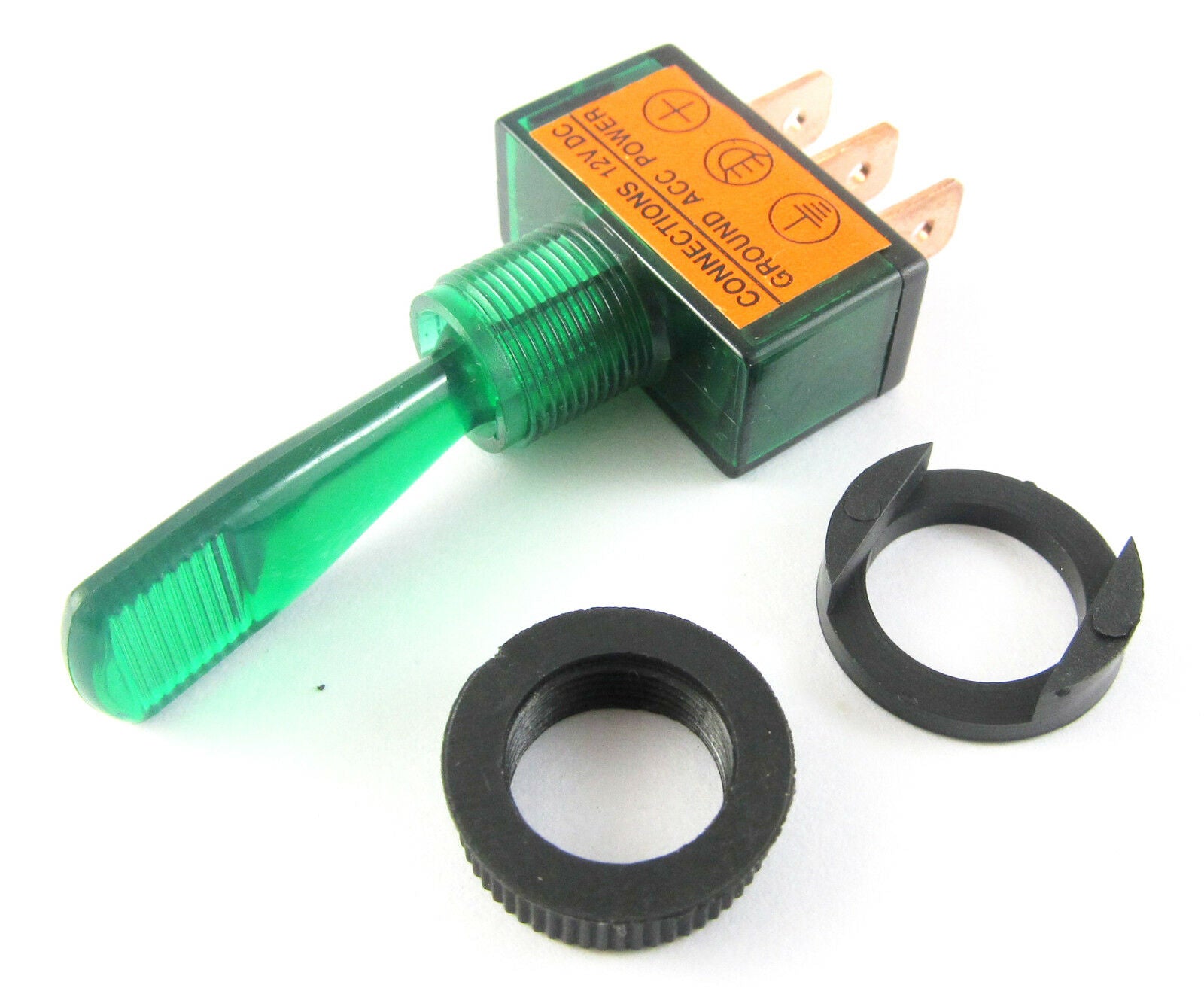 10 pcs Toggle Switch Green Lamp 12V SPST 30mm Shaft New