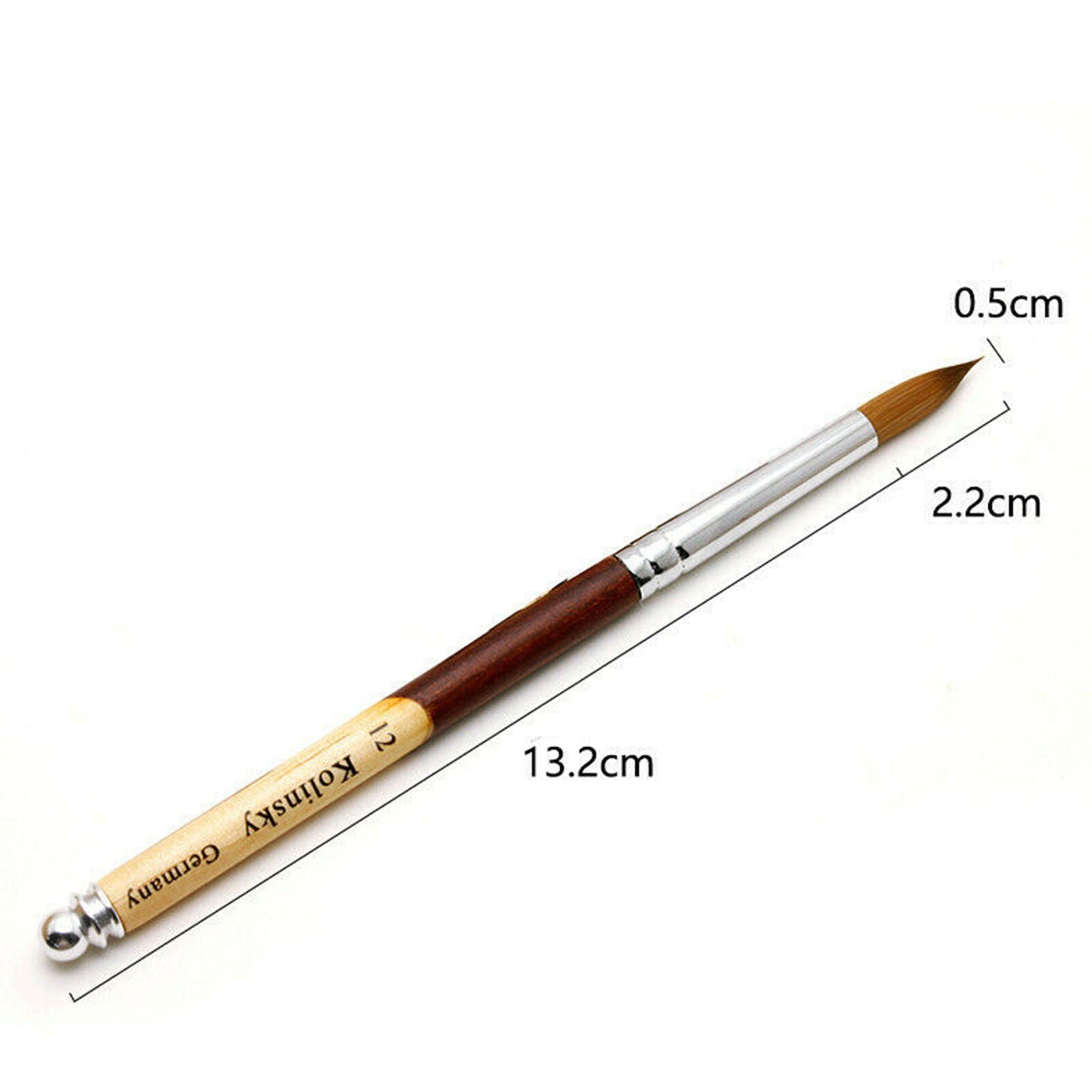 100% Pure Kolinsky Acrylic Crimped Nail Brush Size 8 10 12 14 16 18 20 22 24 L