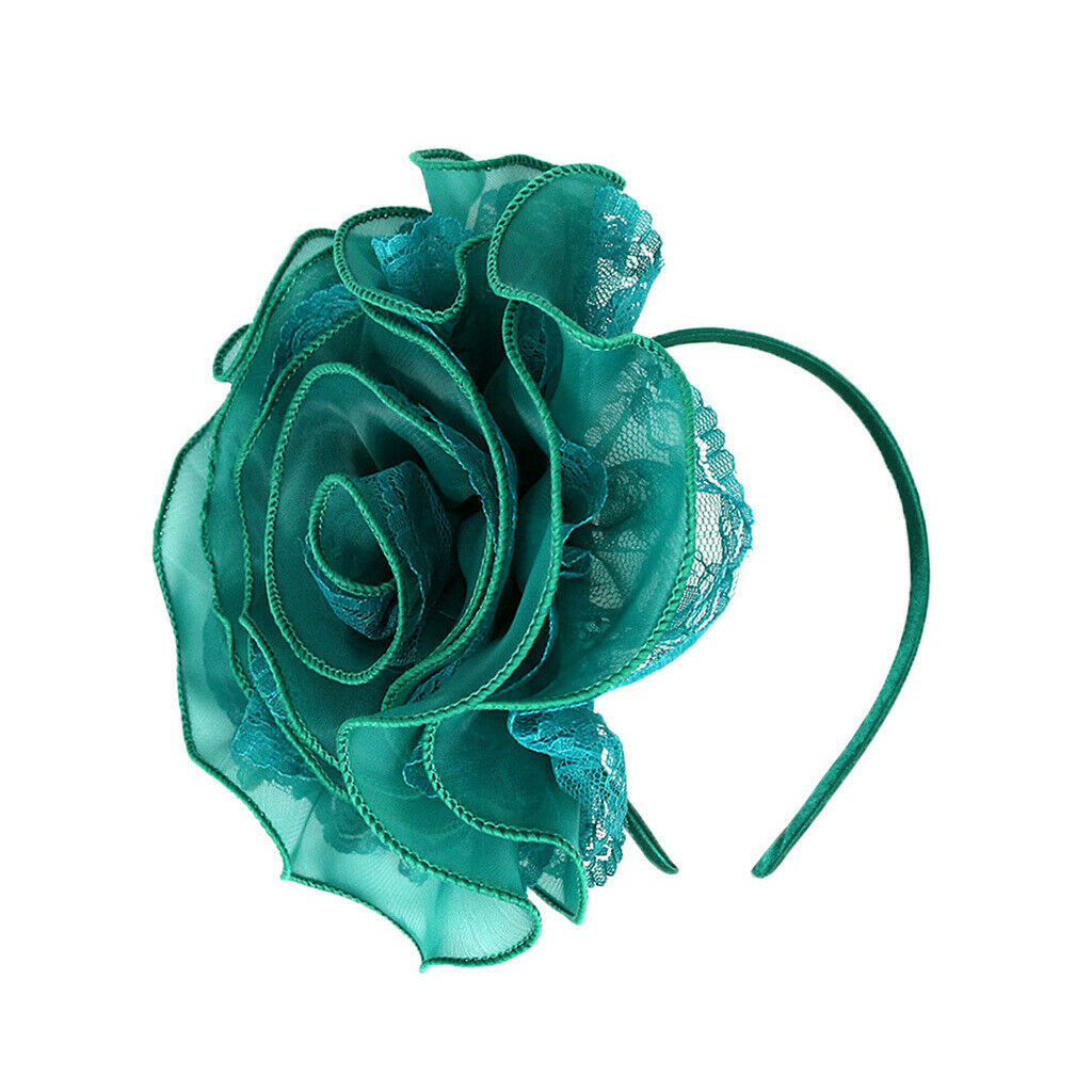 Flower Lace Headband Fascinator Wedding Bridal Royal Ascot Headwear Green