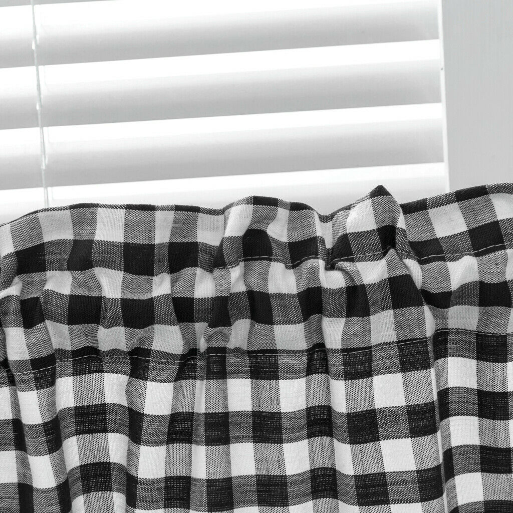 2x Check Laces Cafe Kitchen Curtain Valances European Rural Window for