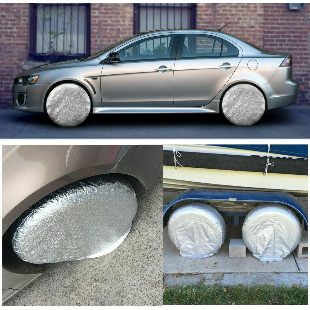 Waterproof Tire Covers Set Of 4 Wheel & Tyre RV Trailer Camper Sun Protector 27"