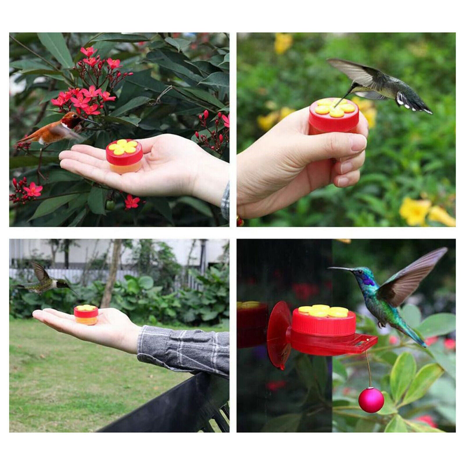 Outdoor Courtyard Leak-Proof Hummingbird Flower Feeder with 8 Feeder Ports