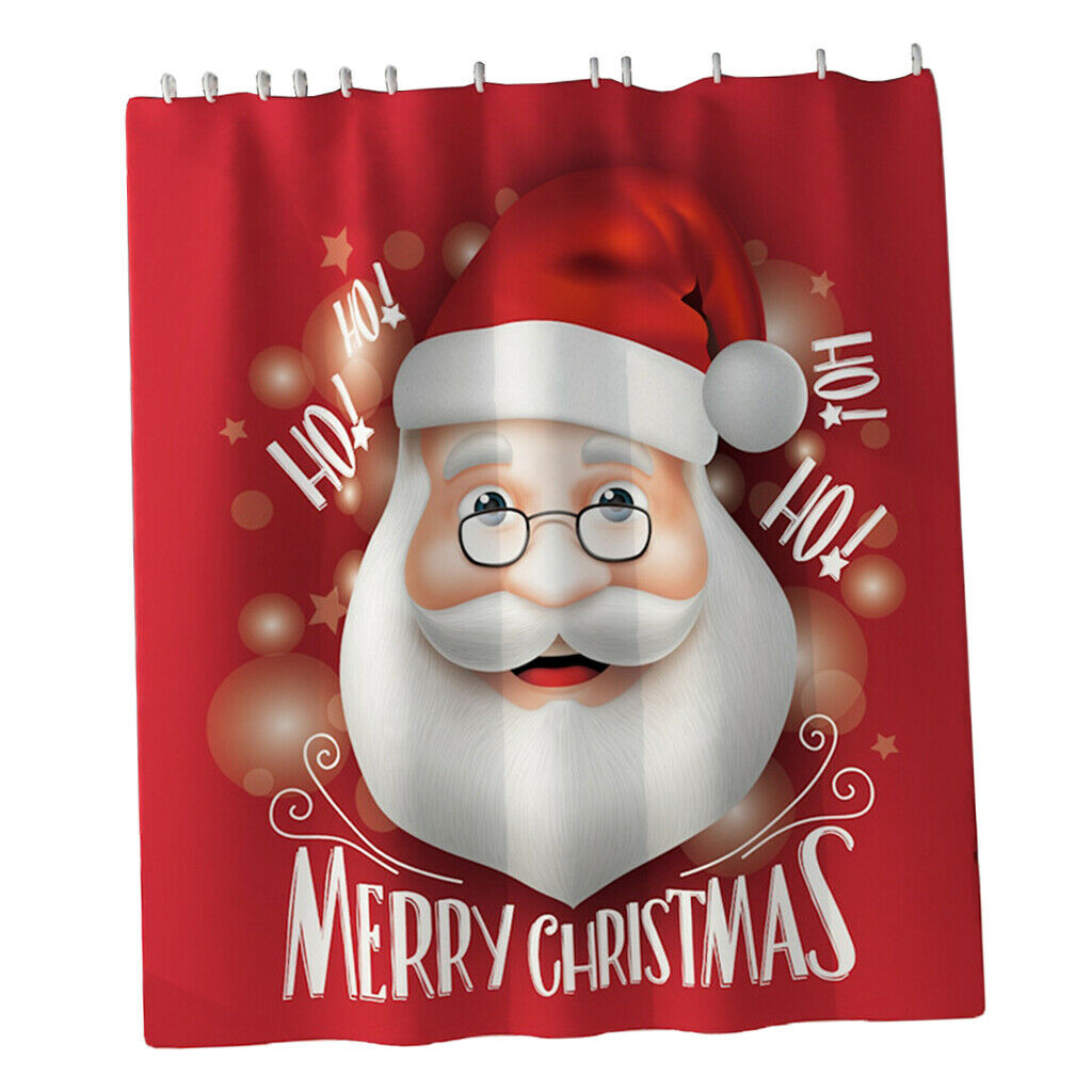Christmas Shower Curtain Hooks Included Xmas Home Decoration 180x180cm C