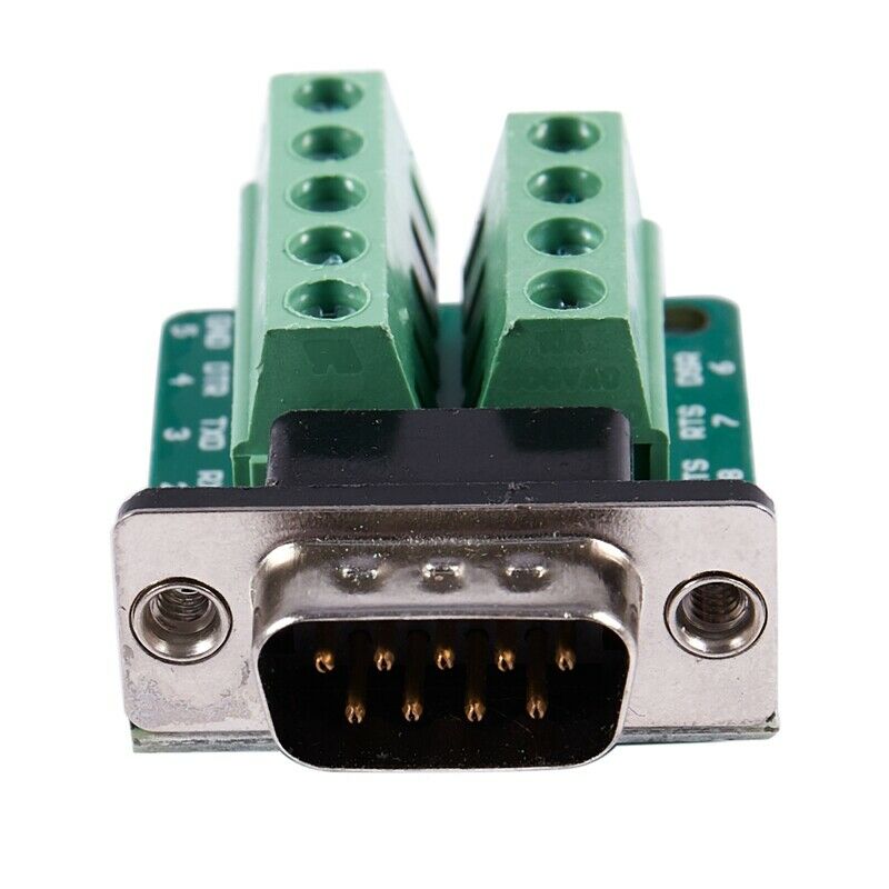 DB9 D-SUB 9 Pin Male Adapter RS232 to Terminal Connector Signal Module Green CP3