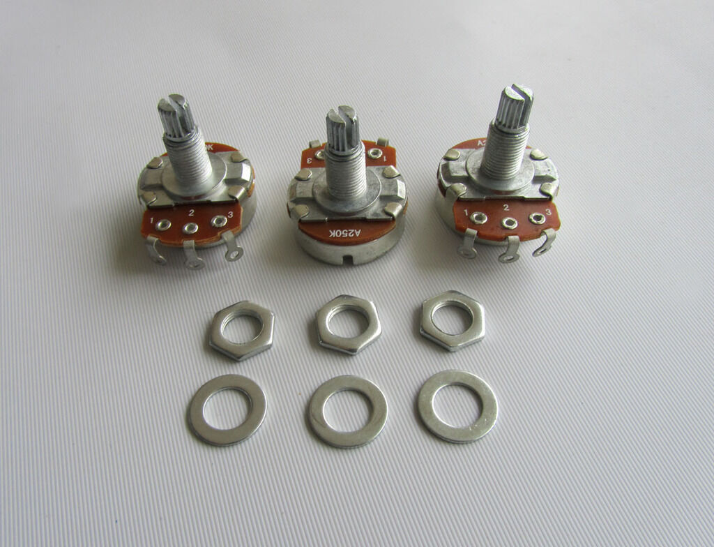 3x A250K Large Audio Electric Guitar Pots 18mm Long Shaft 250K Potentiometers