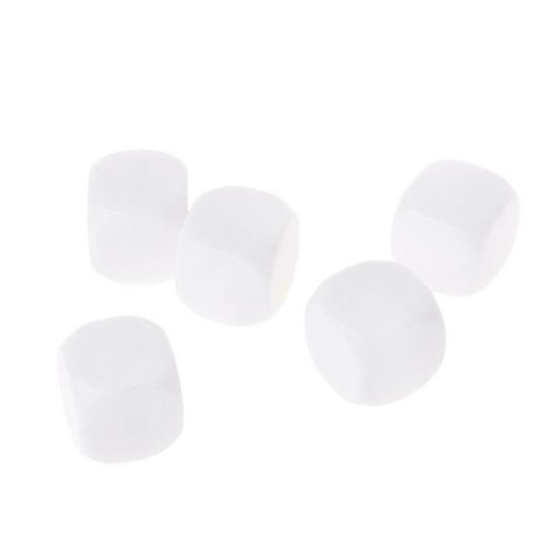 5pcs 20mm White Blank Acrylic Dice Kid DIY Write Painting Graffiti Family Games