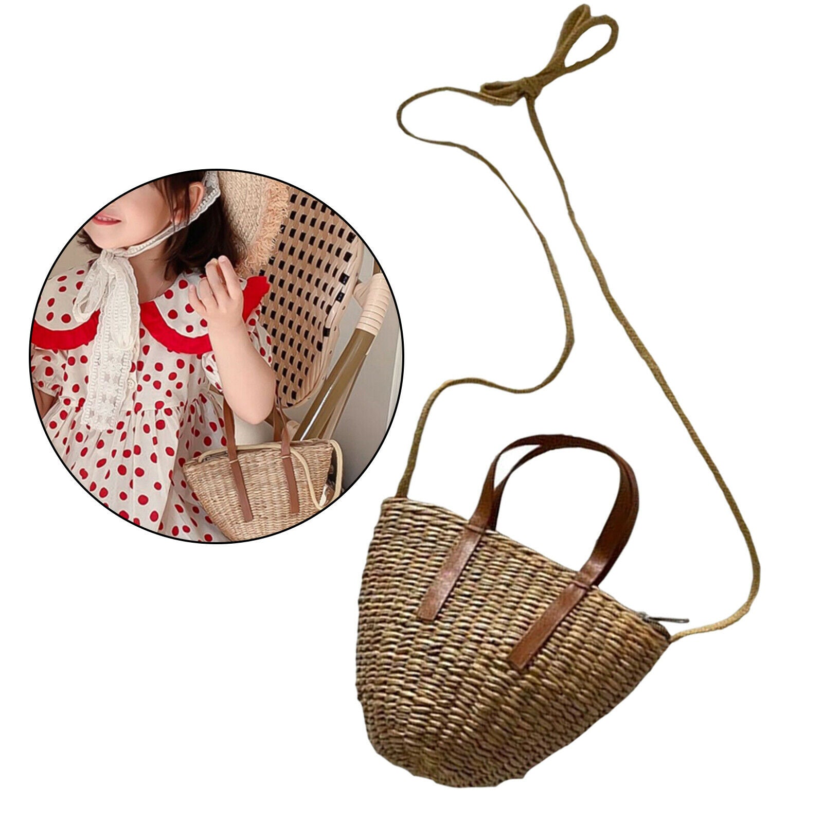 Cute Children's Bicycle Basket with Lid and Shoulder Strap for Boys Girls