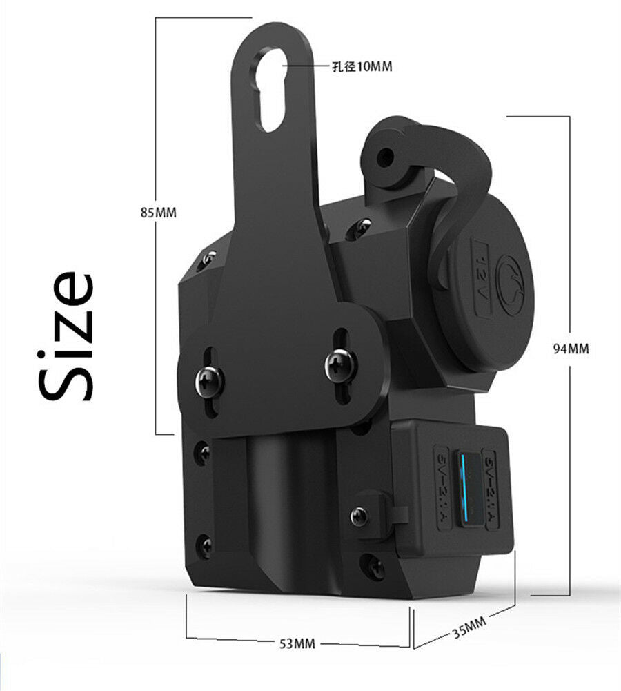 Motorcycle Cigarette Lighter Socket Outlet Dual USB Charger LED Voltmeter+Switch