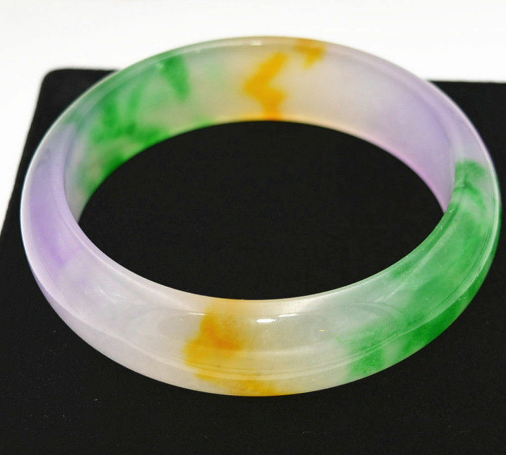 57-62MM Chinese Natural Nephrite Lavender Green Jade Gems Bangle Bracelet AAA