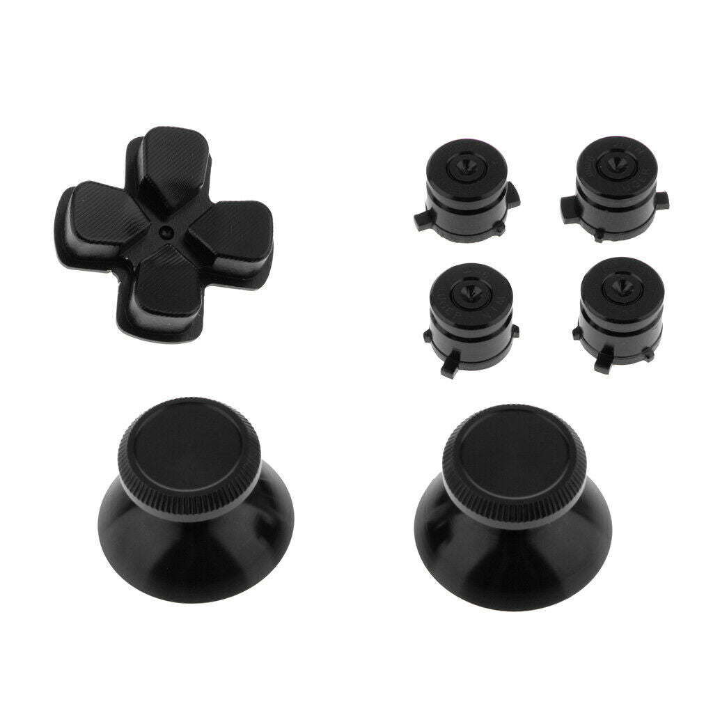 7x Metal PS4 Controller Modding Set D-pad Thumbstick Joystick Button Black