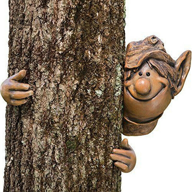 Man Tree Hugger Tree Face Sculpture Yard Art Garden Peeker Funny Garden DecoBDA