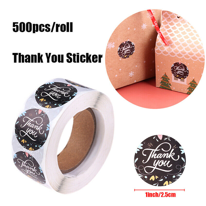500Pcs/Roll Paper Adhesive Thank You Stickers Gift Bag Decorate Sticke.l8