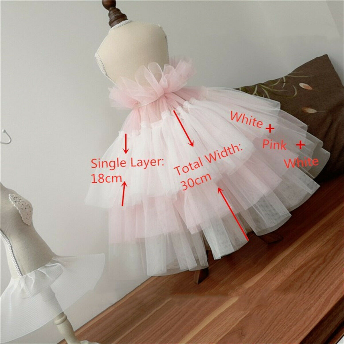 50CM Multi Layer Lace Trim Ribbon Skirt Wedding Dress Garment Sewing DIY Craft