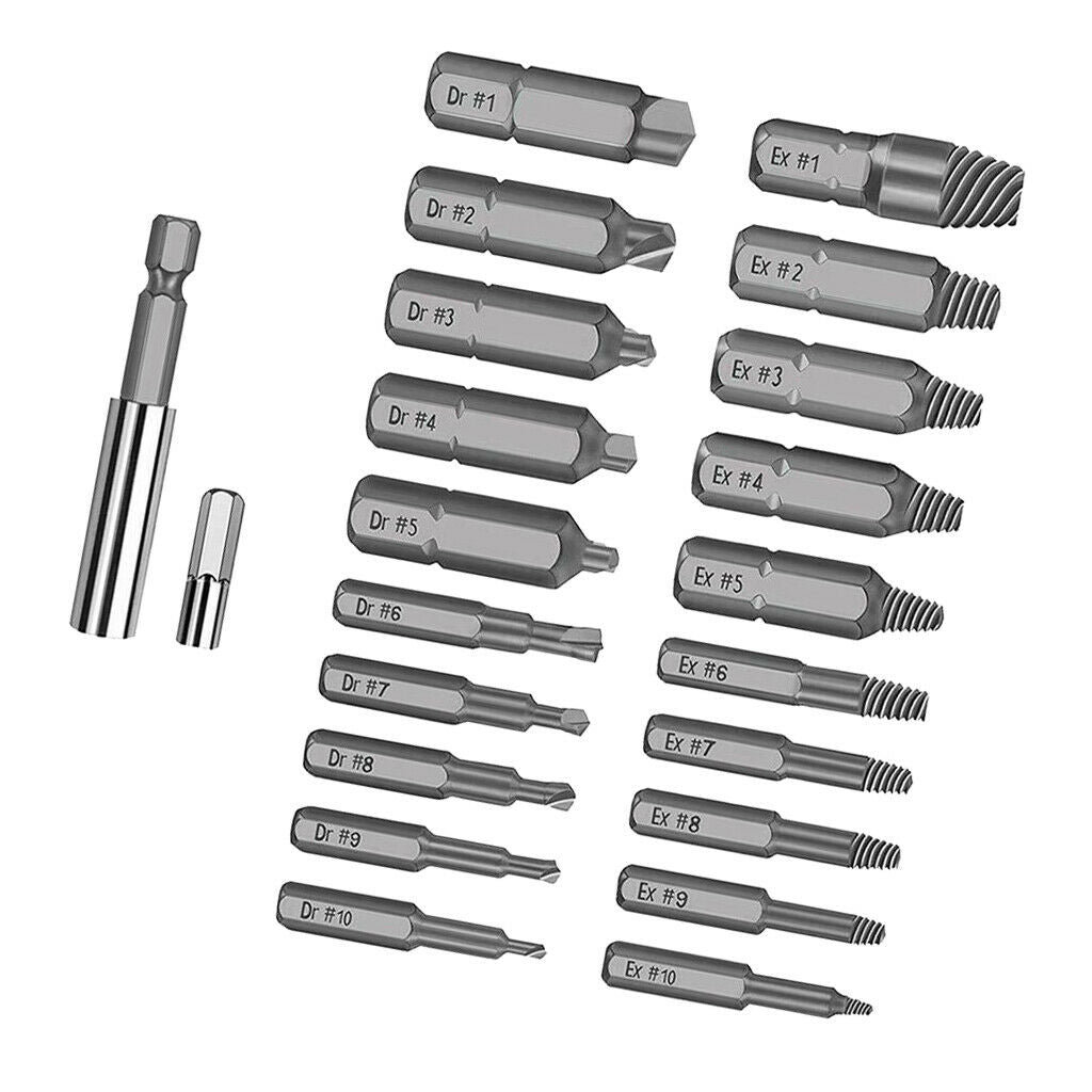 Lots 22 Damaged Screw Extractor Drill Bits Remover Set Kit Socket Adapter
