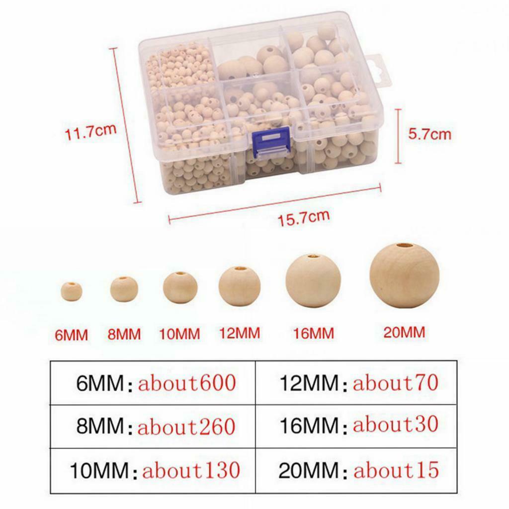 1150x Bulk Wooden Bead Round Loose Spacer Ball Jewelry Making Craft DIY Bracelet