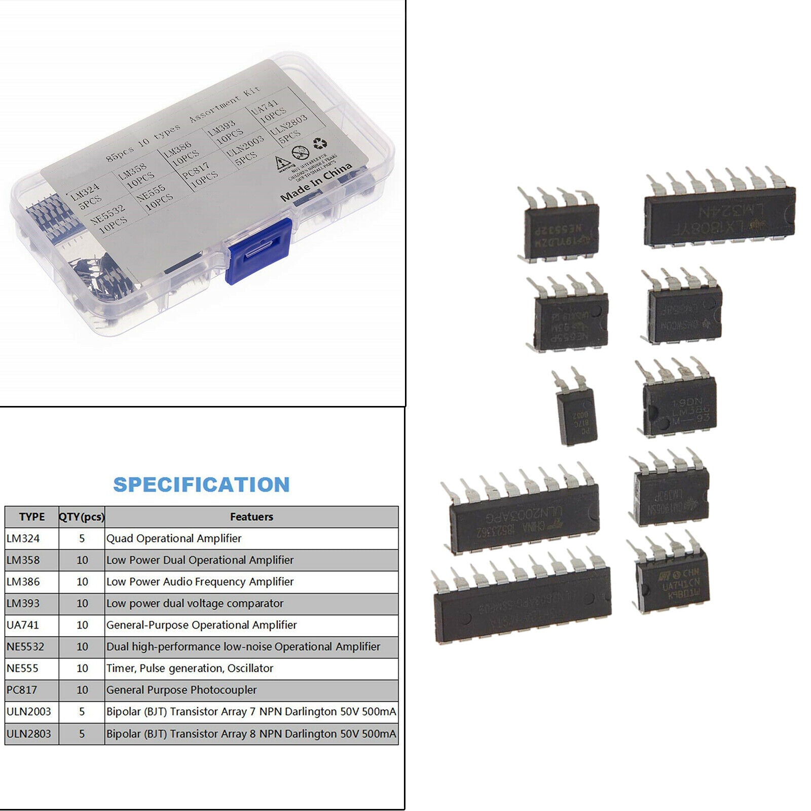 Pack of 85 IC Chips PWM Integrated Circuit Chip for Circuit Assembly Starter
