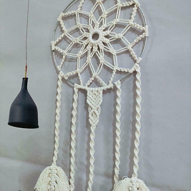 Macrame Dream Catcher Boho Woven Feather Leaf Tassel Wall Hanging Ornament Decor