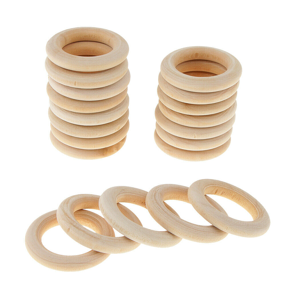 20x Wooden Linking Ring Natural Blank Wood Loop Craft Pendant Connector DIY 30mm