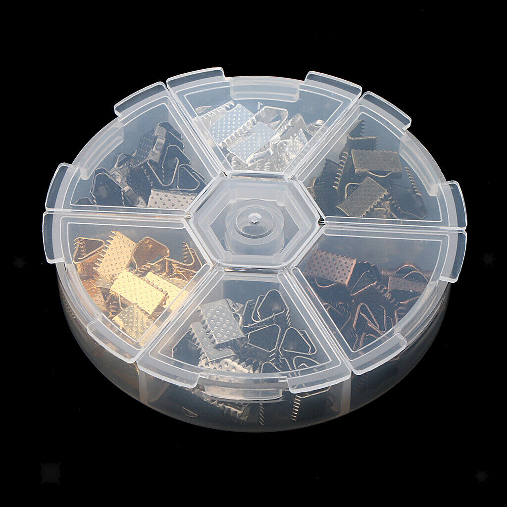 120pcs Metal Crimp End Beads Fold Cover Closures Cable Ends Clips