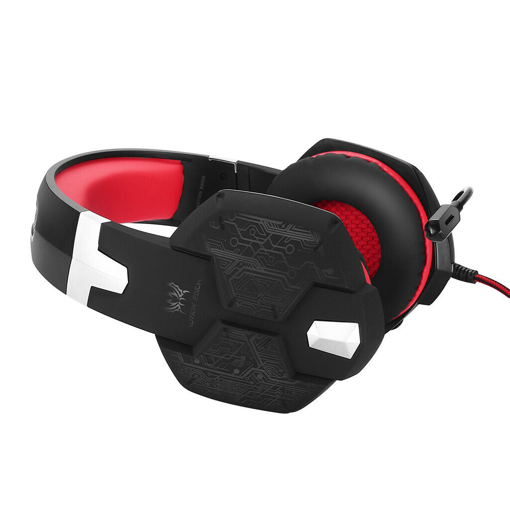 3.5mm PC Bass Stereo Headphones LED Light Gaming Headset Black and red