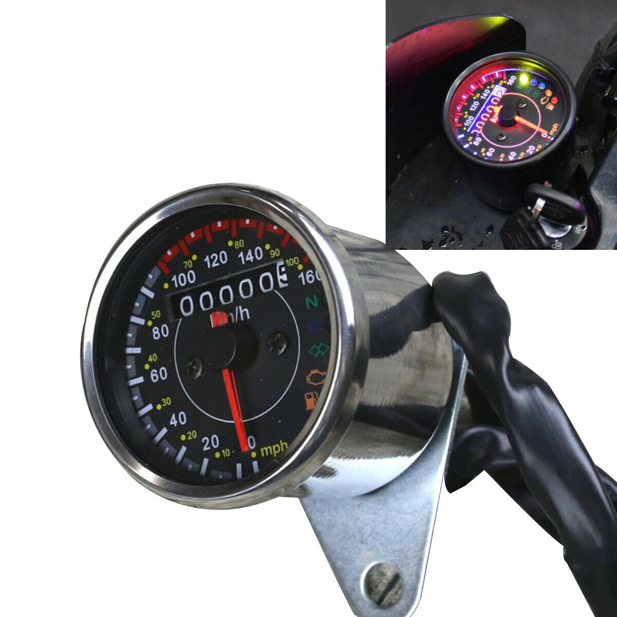 Led Backlight Speedometer Odometer Head lamp Fault Indicator 12V Motorcycle