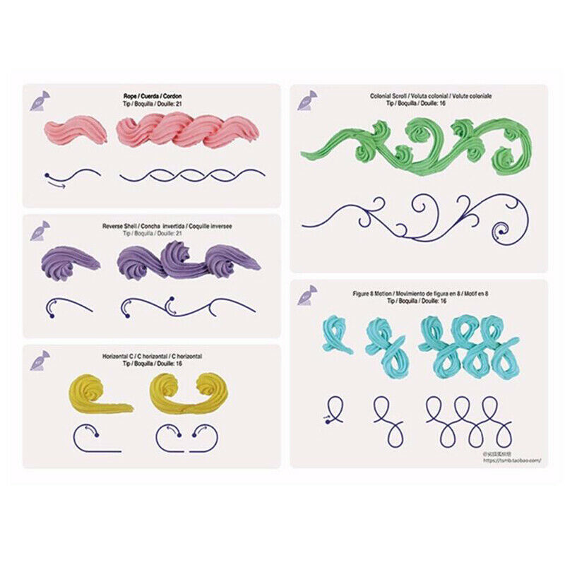 23pcs/set Cake Icing Piping DIY Practice Drawing Board Template Paper Dec.l8