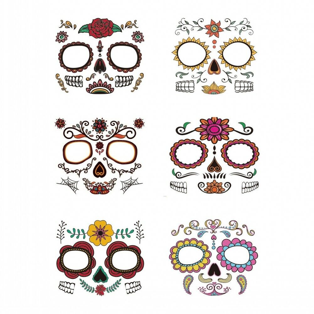 6Pcs/set Halloween Face Stickers Tattoo Funny Ghost Festival Face Stickers