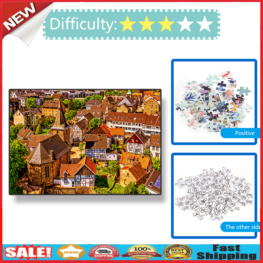 Town Roof Paper Jigsaw Puzzle 1000 Pieces Home Picture Handmade Toys Gift @