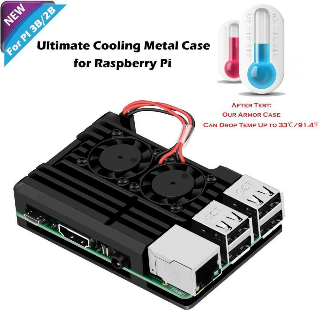 Raspberry Pi Cooling Fan Heatsink Dual Fan Cooler Fan with 4 Pack Thermal Tapes