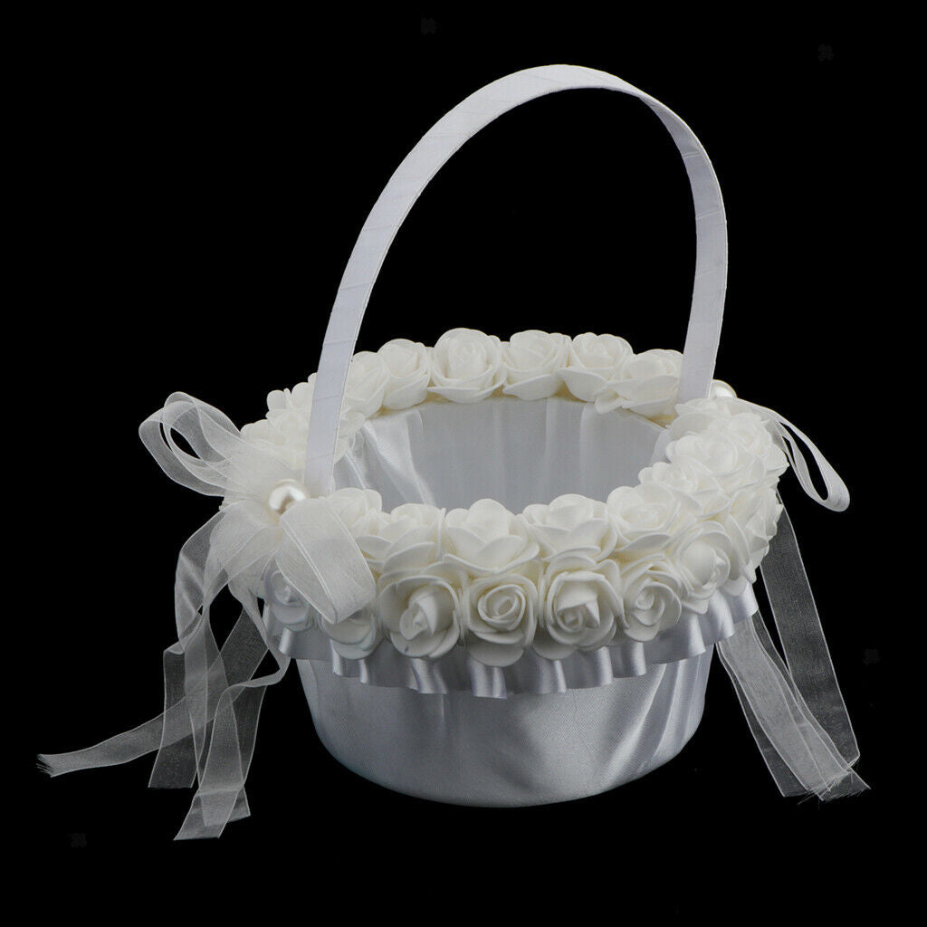 2x Wedding Beaded Flower Girl Basket Beading Engagement Supplies with Handle