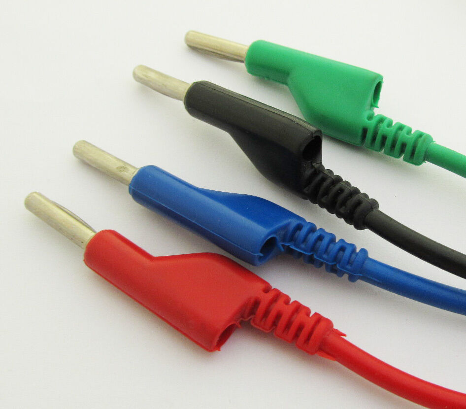 4pcs Dual 4mm banana plug silicone Test cable 1M 4 color