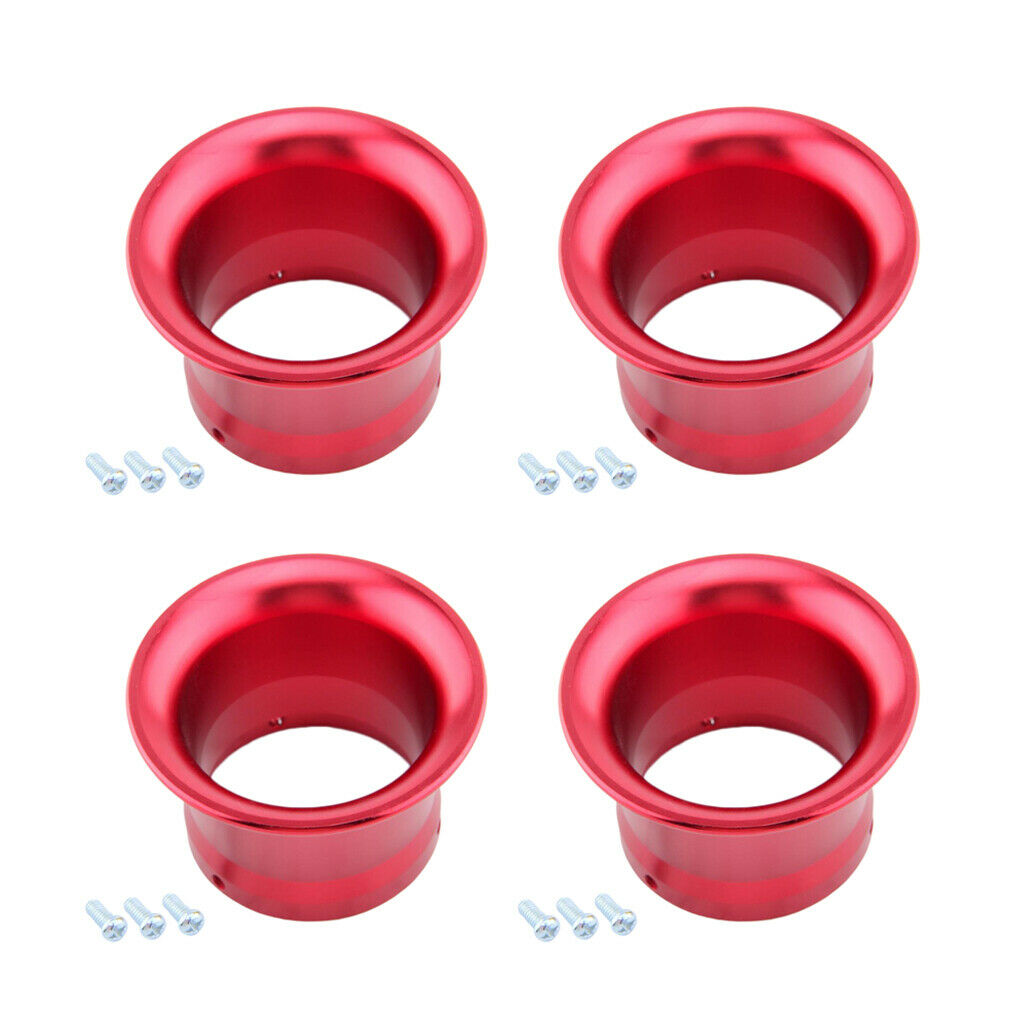 4Pcs 2inch Aluminum Cold Air Filter Velocity Stack Funnel for Carburetor Red