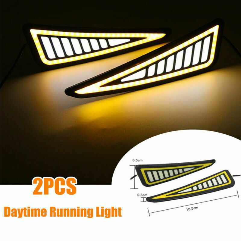 2PCS Car Universal DRL LED Daytime Running Light Driving Bulbs Turn Signal Strip