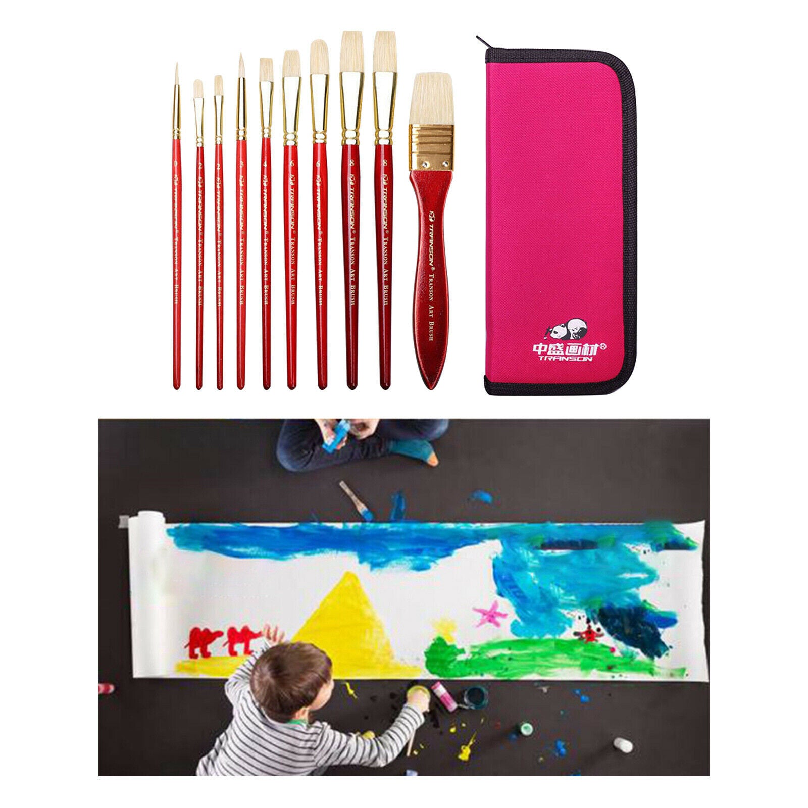 10pcs Art Acrylic Painting Brushes for Watercolor Face Body Painting with Bag