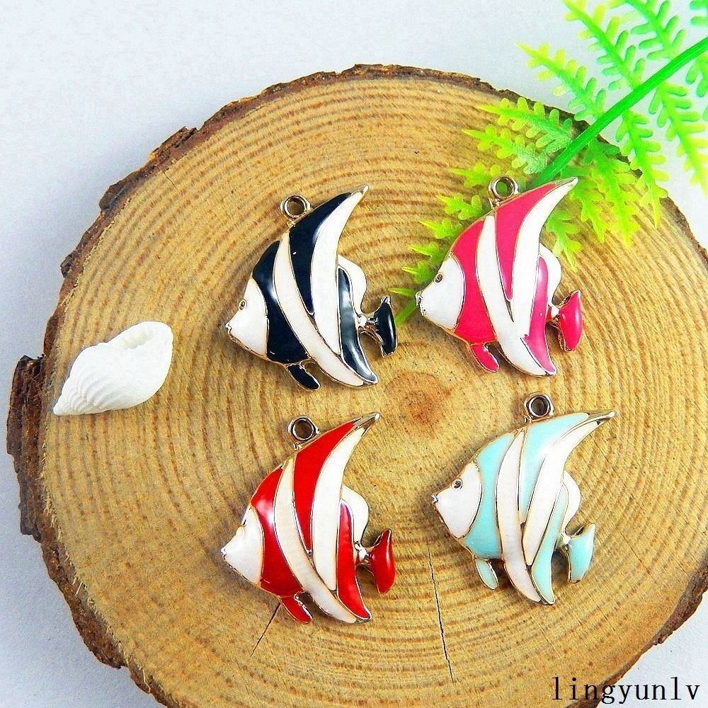 12pcs Colorful Enamel Alloy Tropical Fish Charms Pendant Jewelry Crafts 51195