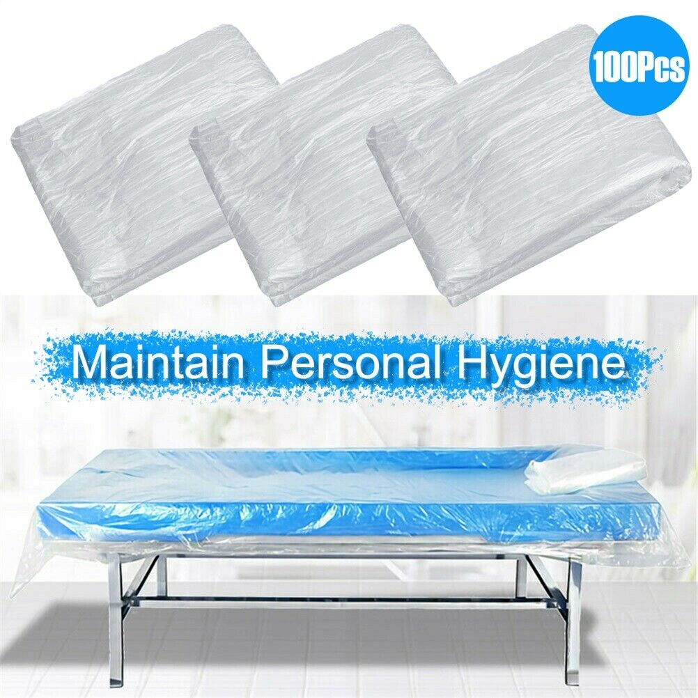 100Pcs Disposable Couch Cover Bed Sheet Set Transparent Waterproof Salon Sheets