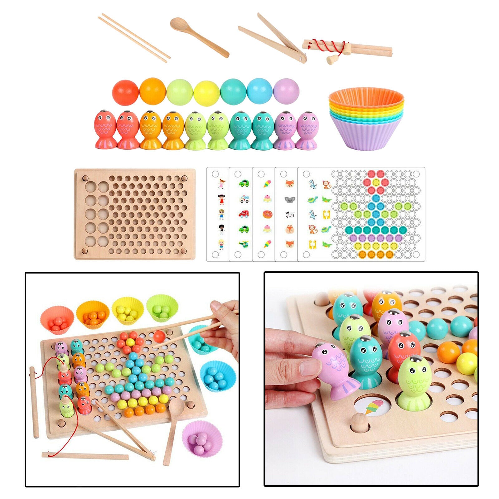 Montessori Toys Board Fishing Game Play Set Learning Toys Math Toys Gifts