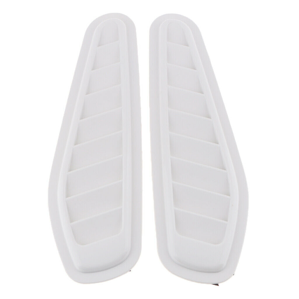 2 Pieces Air Flow Intake Turbo Bonnet Hood Side Vent Grille Cover White