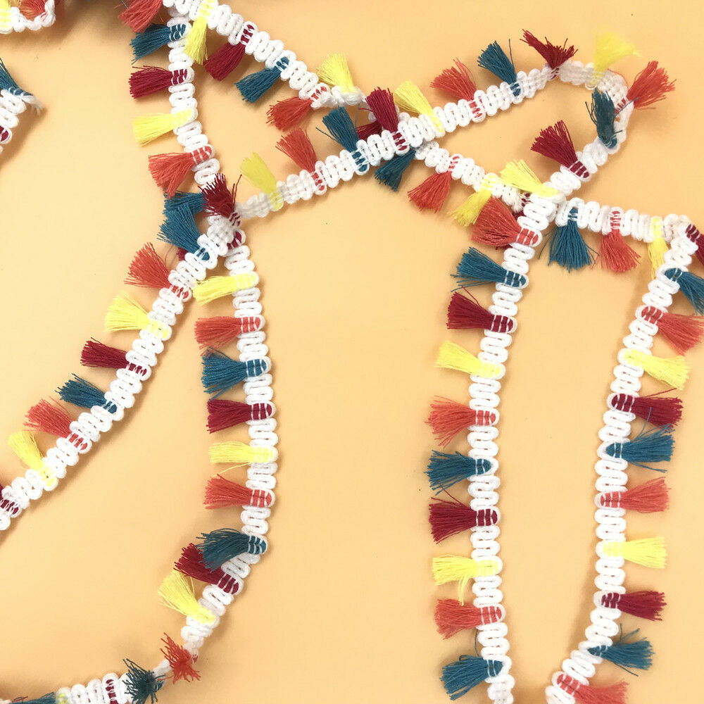6 Yards Colorful Cotton Tassel Lace decoration Sewing Clothes bag Accessories