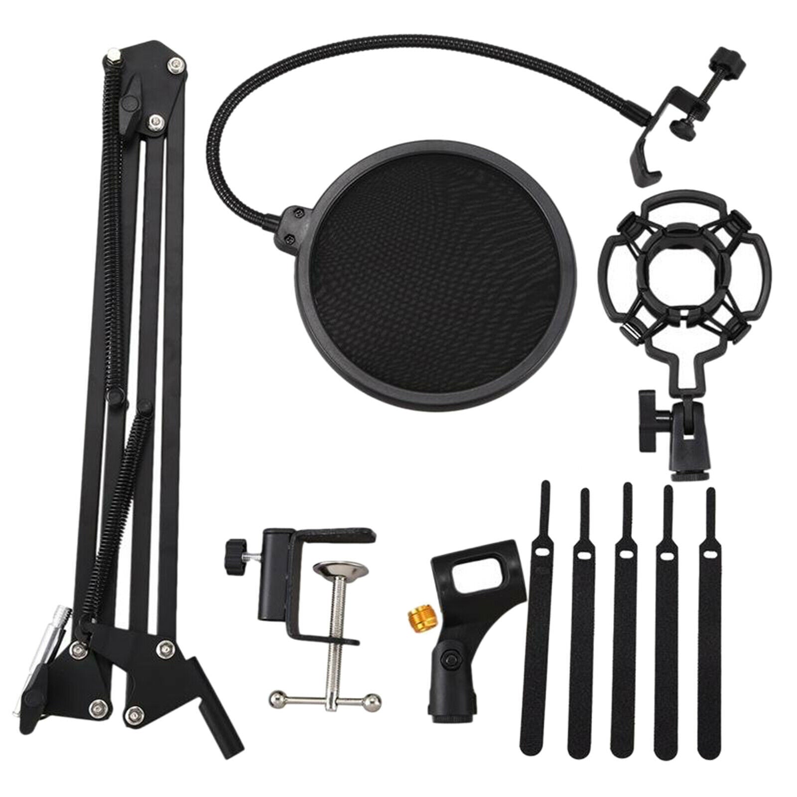 Portable Desk Microphone Suspension Stand Studio Mic Holder Filter Set