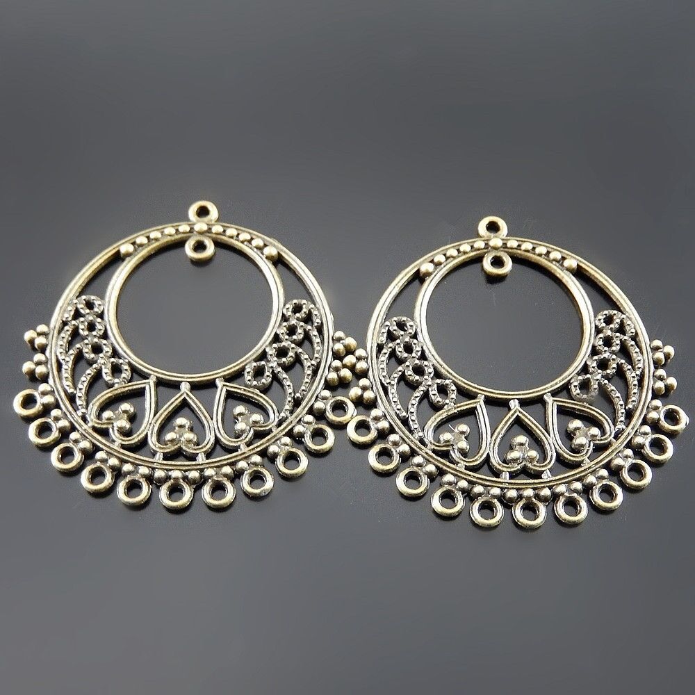 10 pcs Antiqued Bronze Zinc Alloy Collar Charms Pendant Craft Connectors 41x39mm