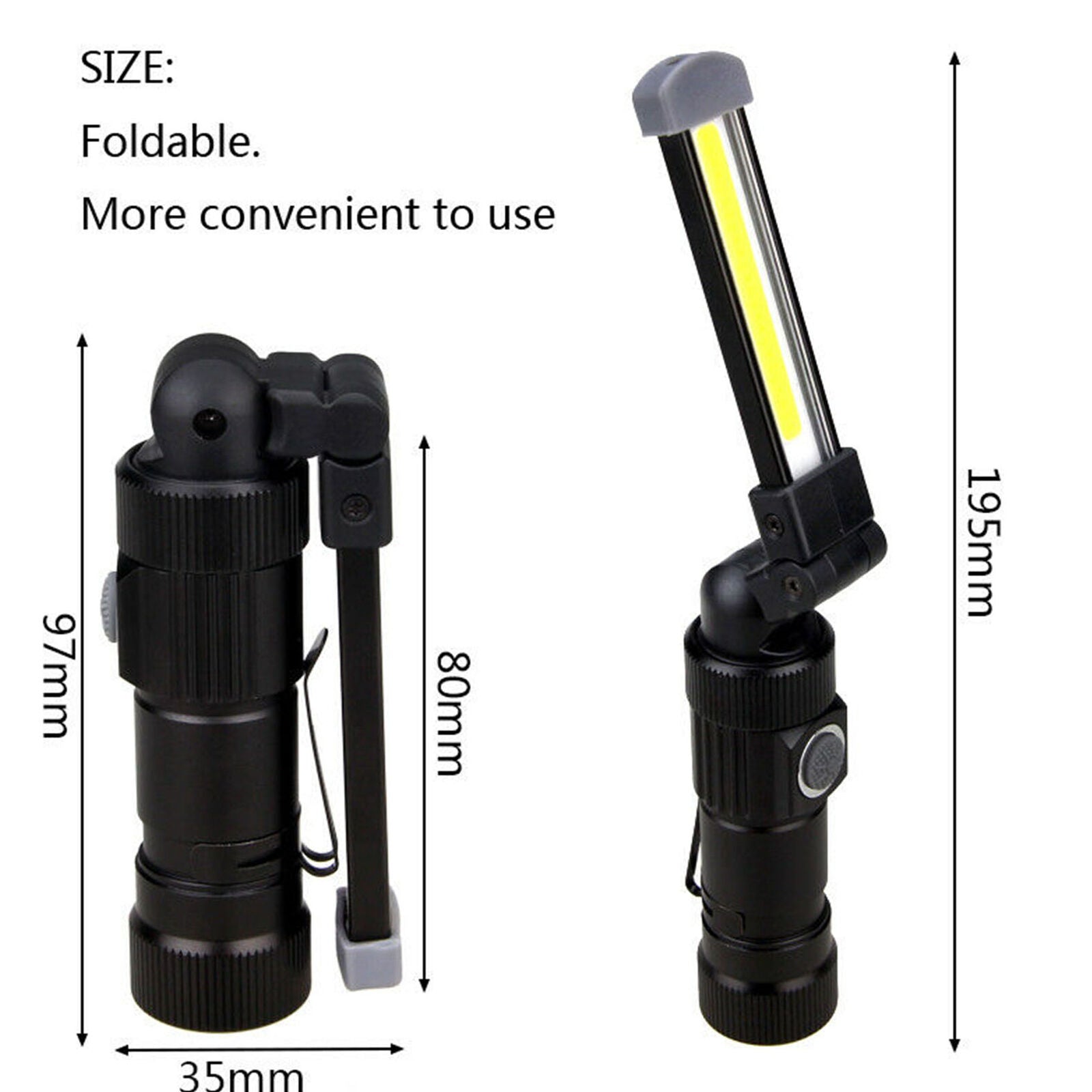 USB Rechargeable Magnetic COB LED Work Light Flashlight Red Warning light 5 Mode