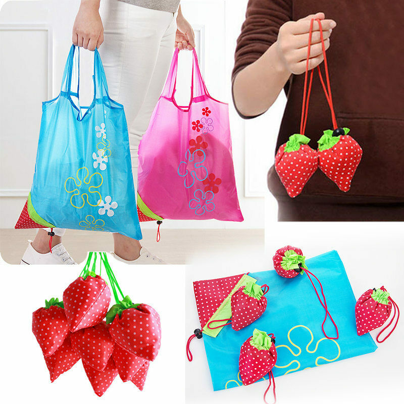 Recycle Nylon Strawberry Shopping Bag Travel Folding Reusable Tote Handbag Bags