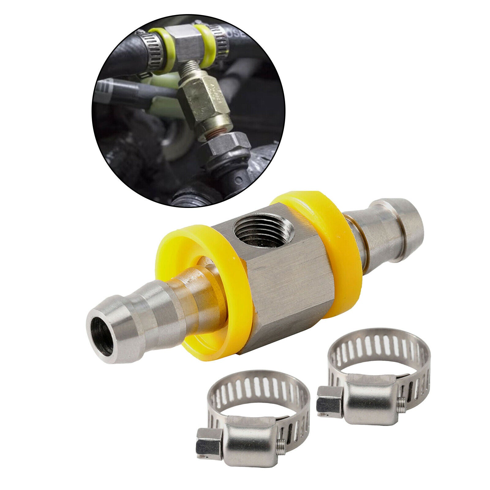 3/8" Car Fuel Line Fuel Pressure Barbed Push Lock Gauge T-Fitting Adapter