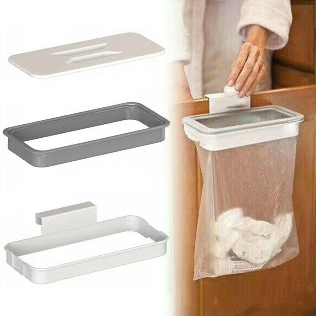 Garbage Cupboard Bag Holder Trash Storage Bag Hanger Organzier w/ Sealed Lid